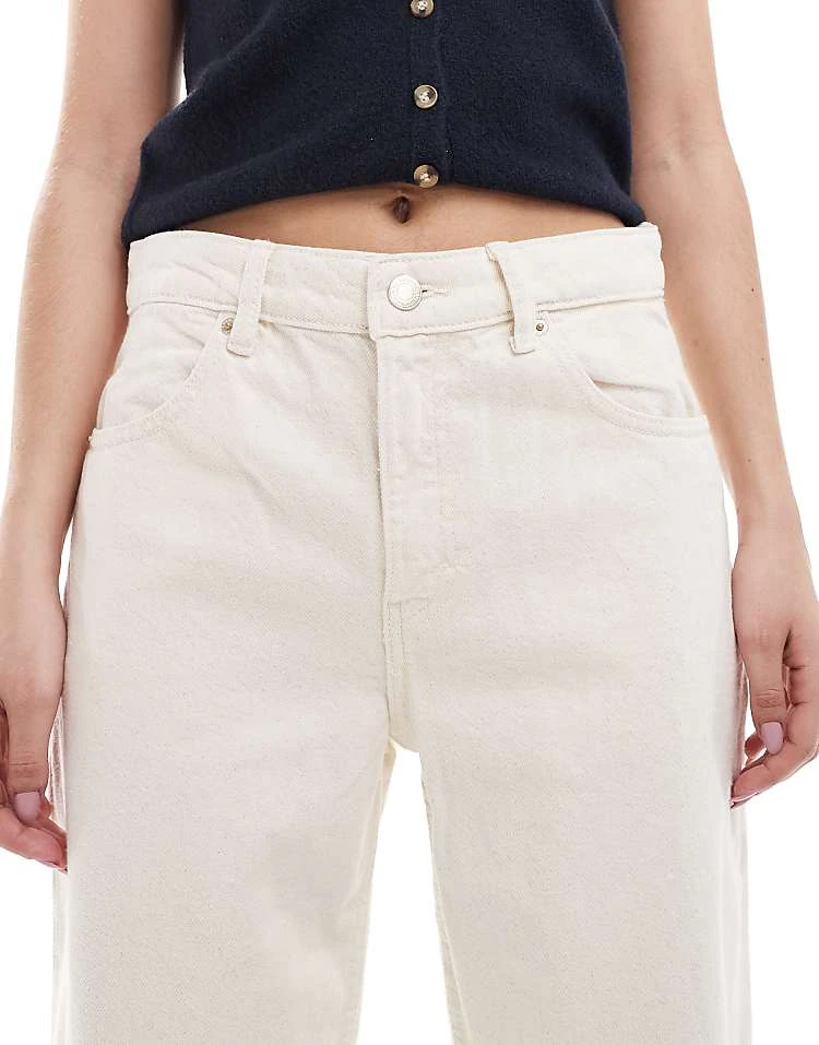 Pull&Bear High Rise Wide Leg Jean In Ecru For Women - Image 5