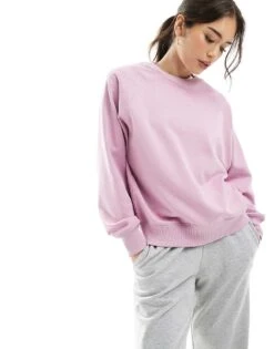 Pull&Bear Boxy Sweatshirt In Baby Pink For Women Light Pink