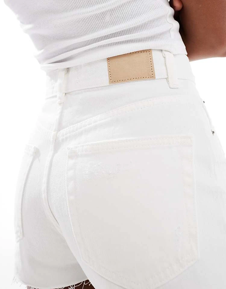 Pull&Bear Ripped Denim Shorts In White For Women - Image 4