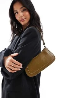 Pull&Bear Shoulder Bag In Olive Green For Women