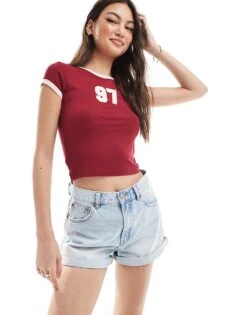 Pull&Bear Mom Denim Shorts In Blue For Women