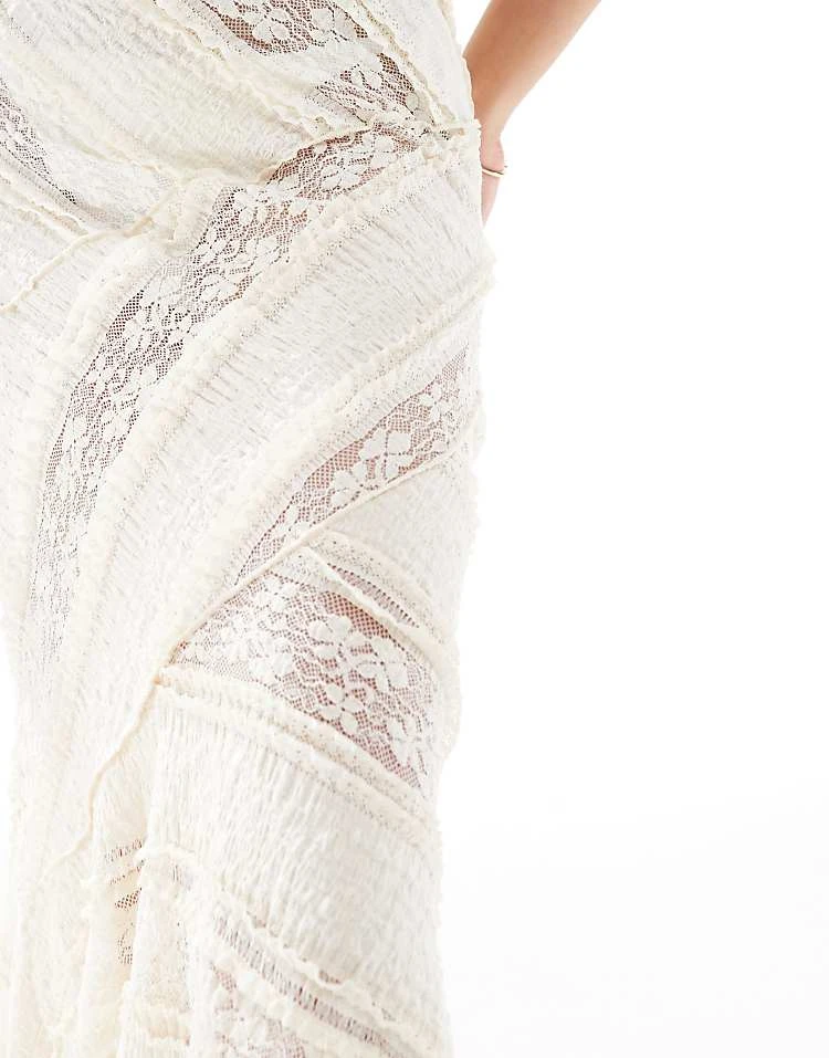Pull&Bear Lace Midi Skirt With Asymmetric Hem In White For Women - Image 5