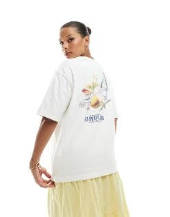 Pull&Bear 'After Match' Graphic T-shirt In White For Women