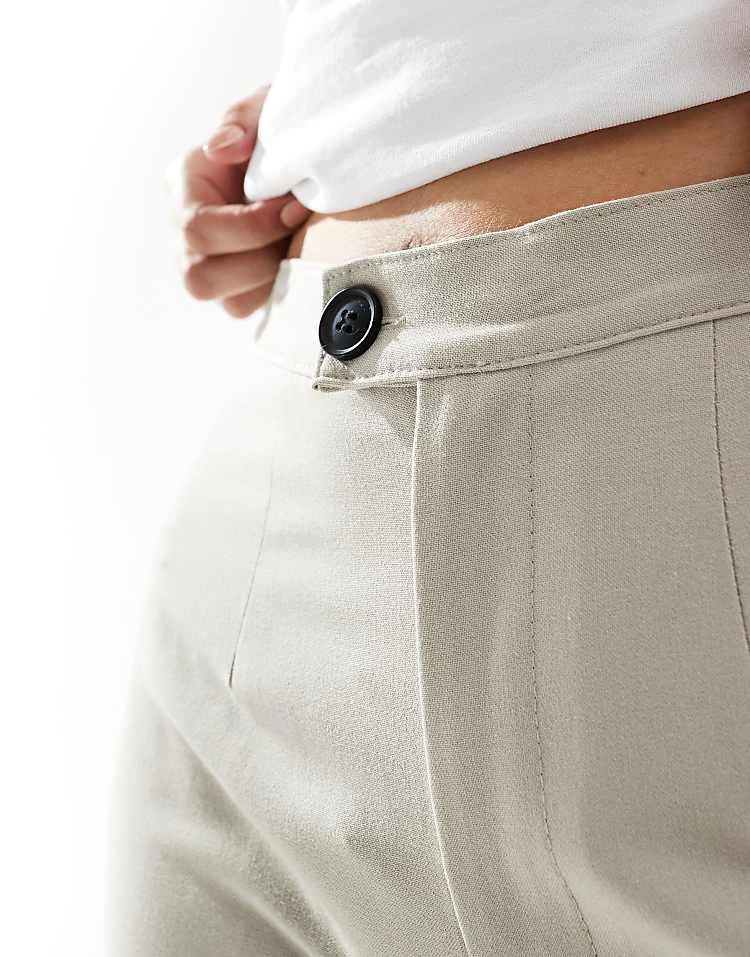 Pull&Bear Straight Leg Tailored Trouser In Stone For Women - Image 2