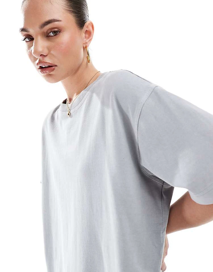 Pull&Bear Oversized T-shirt In Washed Grey For Women - Image 2