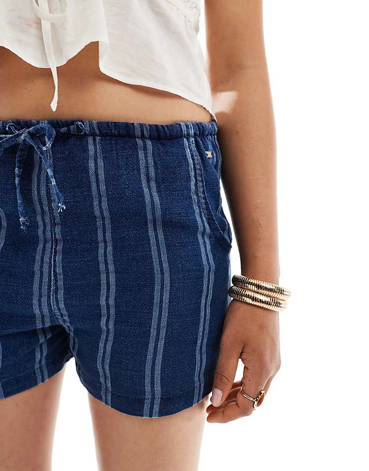 Pull&Bear Striped Short In Navy Blue For Women - Image 3