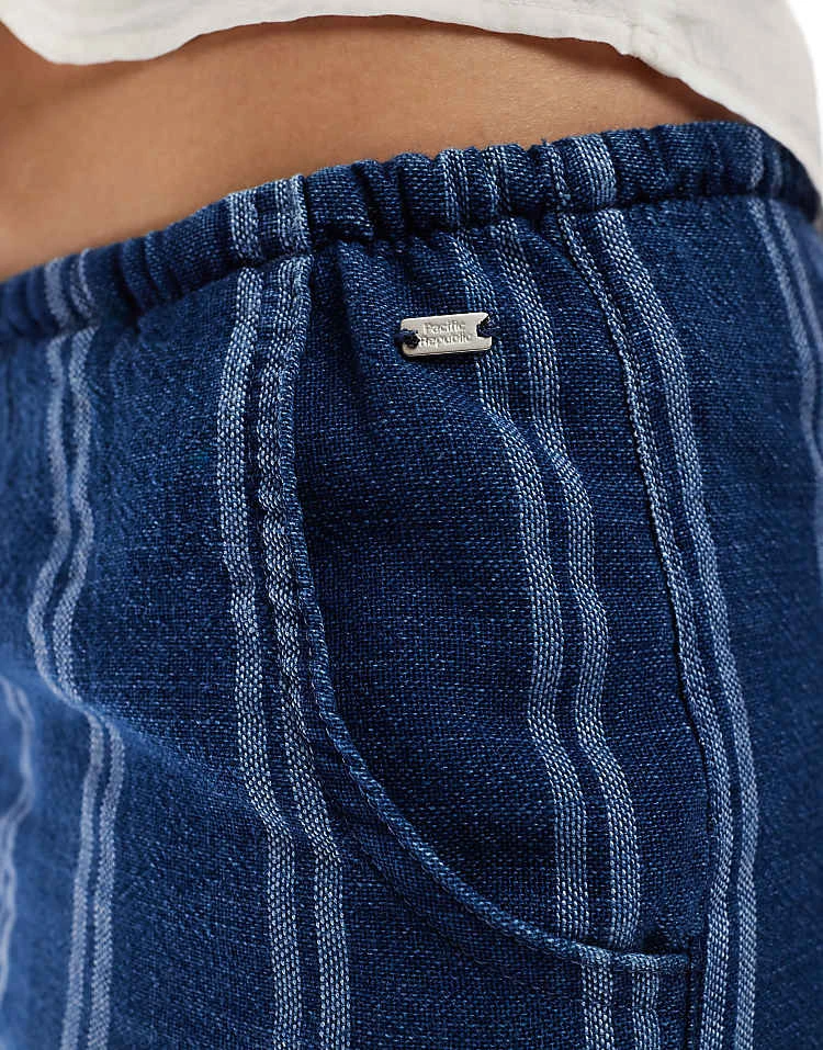 Pull&Bear Striped Short In Navy Blue For Women - Image 4
