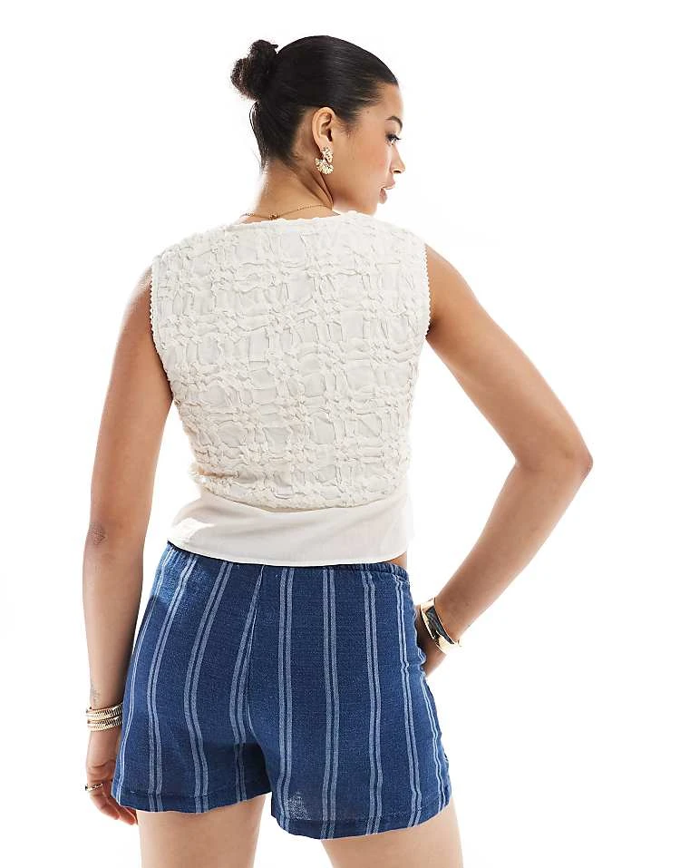 Pull&Bear Striped Short In Navy Blue For Women - Image 5