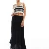 Pull&Bear Tiered Maxi Skirt In Black For Women