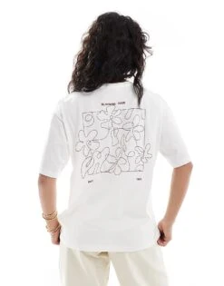 Pull&Bear Floral Graphic T-shirt In White For Women